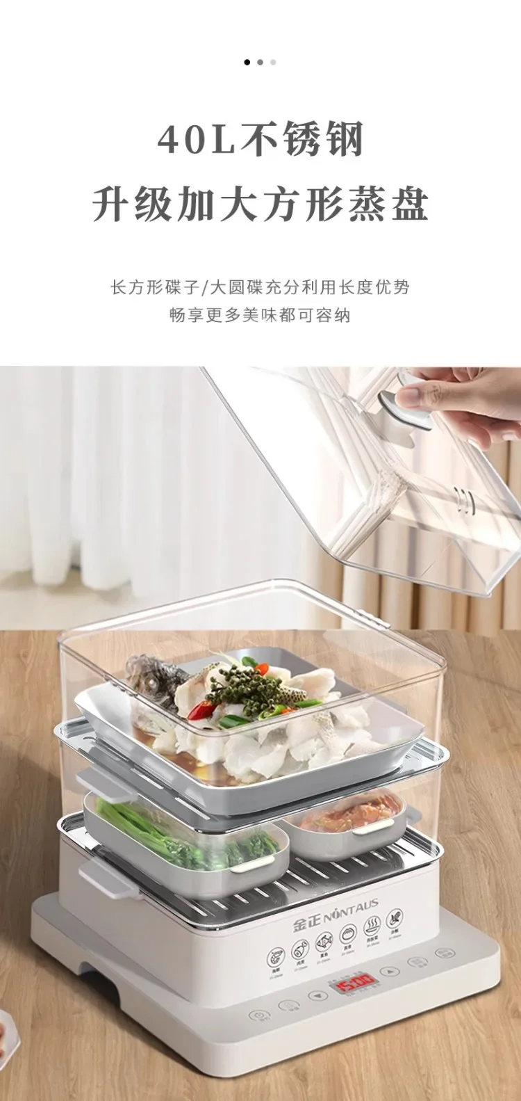 Description Picture 5 of item110V/220V Electric Steamer Household Multifunctional Large Capacity Auto 3 Layer Steam Pot