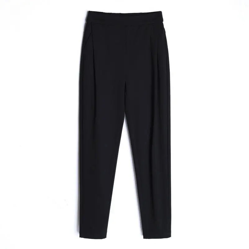 2024 Summer Thin Style Leisure Hot Selling Items Loose Fitting Elastic Waist Ice Shreds Comfort Simplicity Women's Cropped Pants