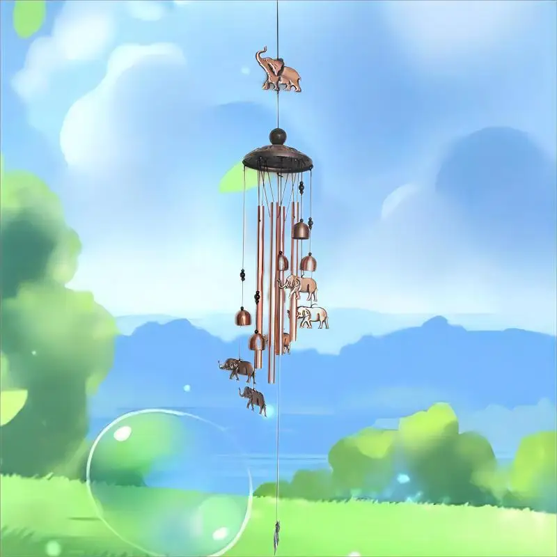 Retro Metal Red Bronze Wind Chime Hanging Ornaments Garden Courtyard Bell Wind Chimes Decorative Animal Hanging Accessories