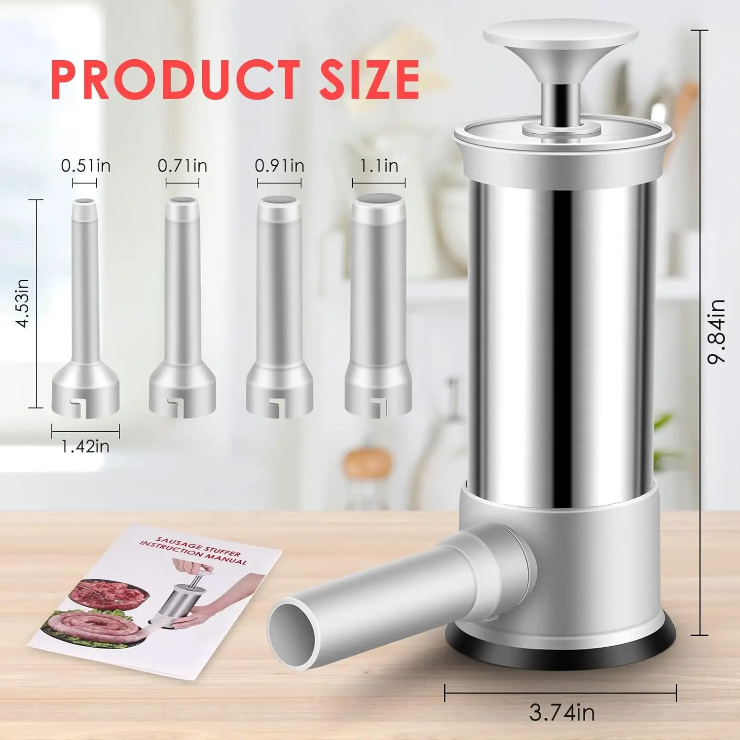 Stainless Steel Sausage Meat Stuffer Vertical Sausage Maker Homemade Kitchen Meat Sausage Maker Tool Sausage Filler