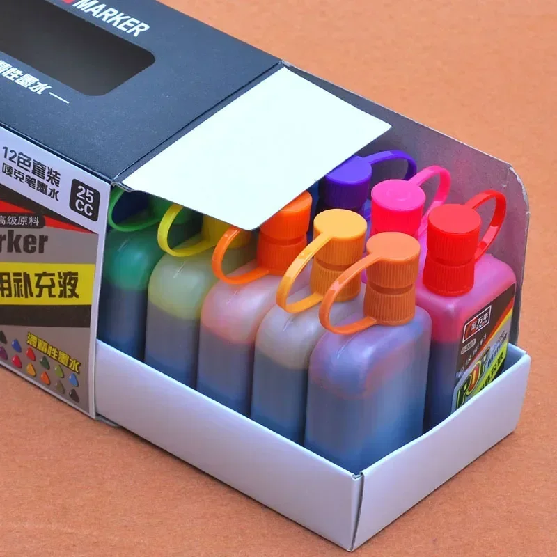 Marker Ink 6mm 25ml Alcohol Fast Drying Waterproof Student Painting Supplies Marker Special Filling Solution Enco-Graffiti Ink marker pen ink refill liquid