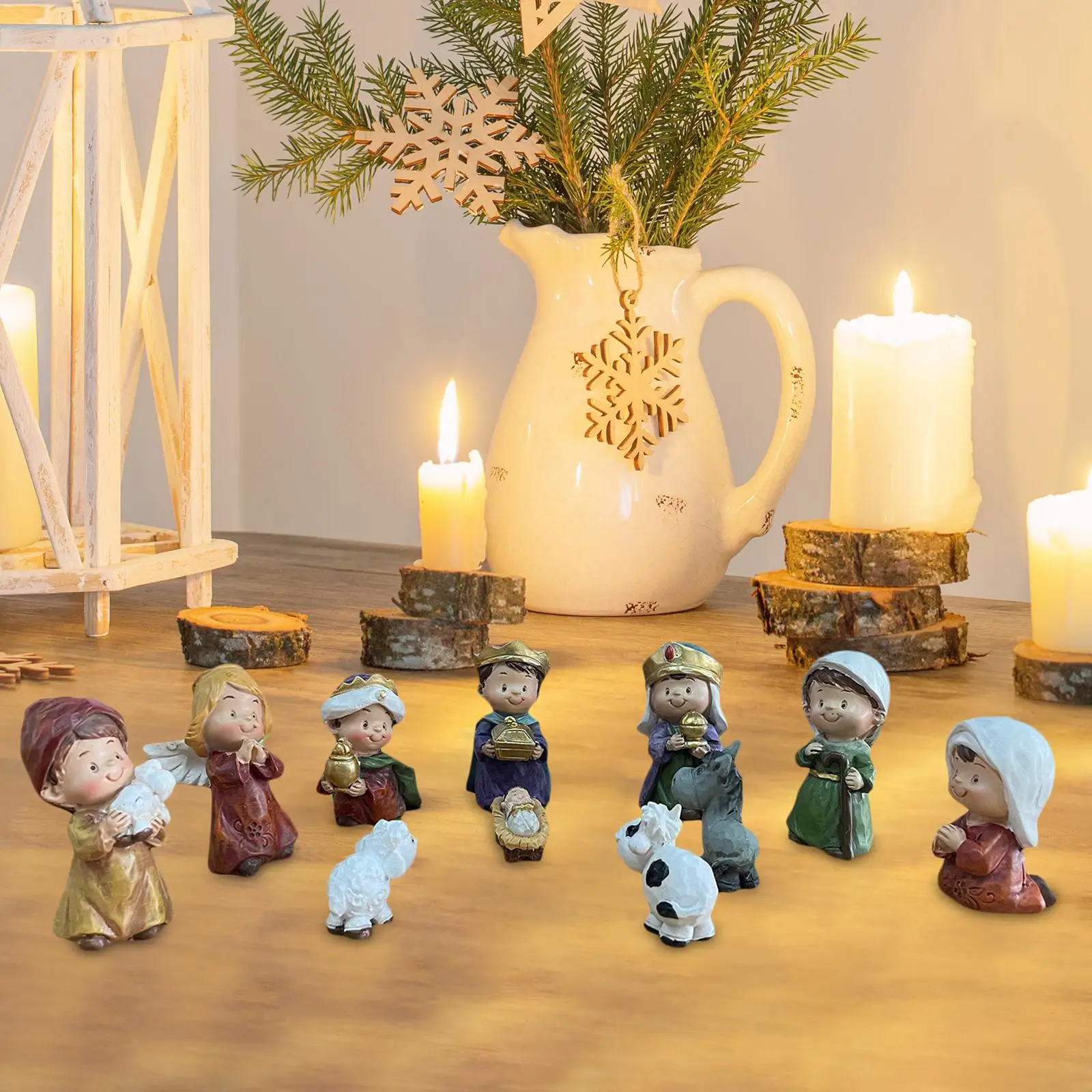 

11x Nativity Figurines Birth of Jesus Statue Set for Xmas Living Room Gift