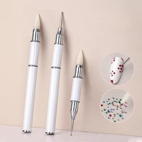 1pc Double Headed Nail Art Dot Diamond Crayons Gel Painting Diamond Pen Picker Manicure Art Wax Tip Adhesive Point Drill Pen 1