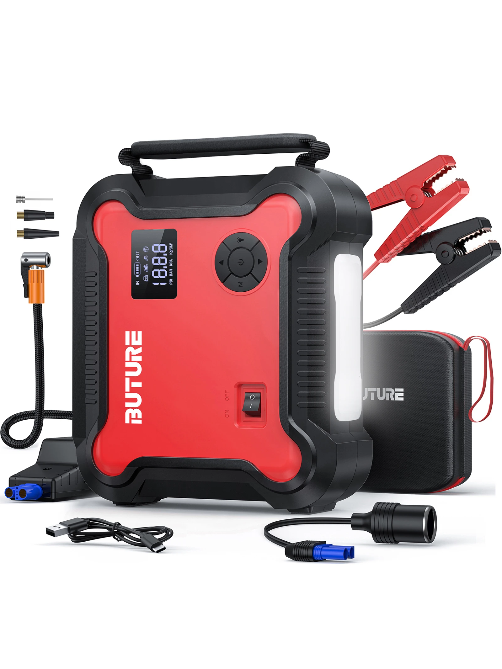 Buture 5 in 1 Car Jump Start Air Compressor 26800mAh Power Bank