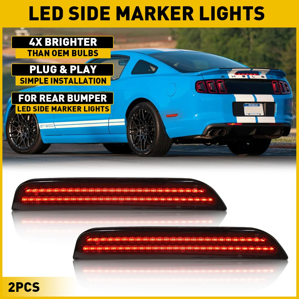 Oxilam 2X Led Fender Side Marker Indicatori Di Direzione Per Ford Mustang 1999-2022 V6 Ecoboost Bullitt Premium Shelby Indicatore Lampadina