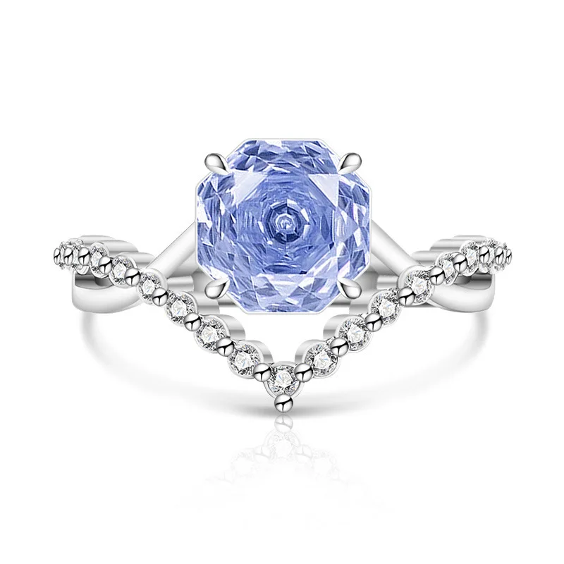 Traumlicht-Luxus-Kronenring aus 925er-Sterlingsilber mit rosafarbenem Schliff und hohem Kohlenstoffgehalt, Valentinstagsgeschenk – Detail 14