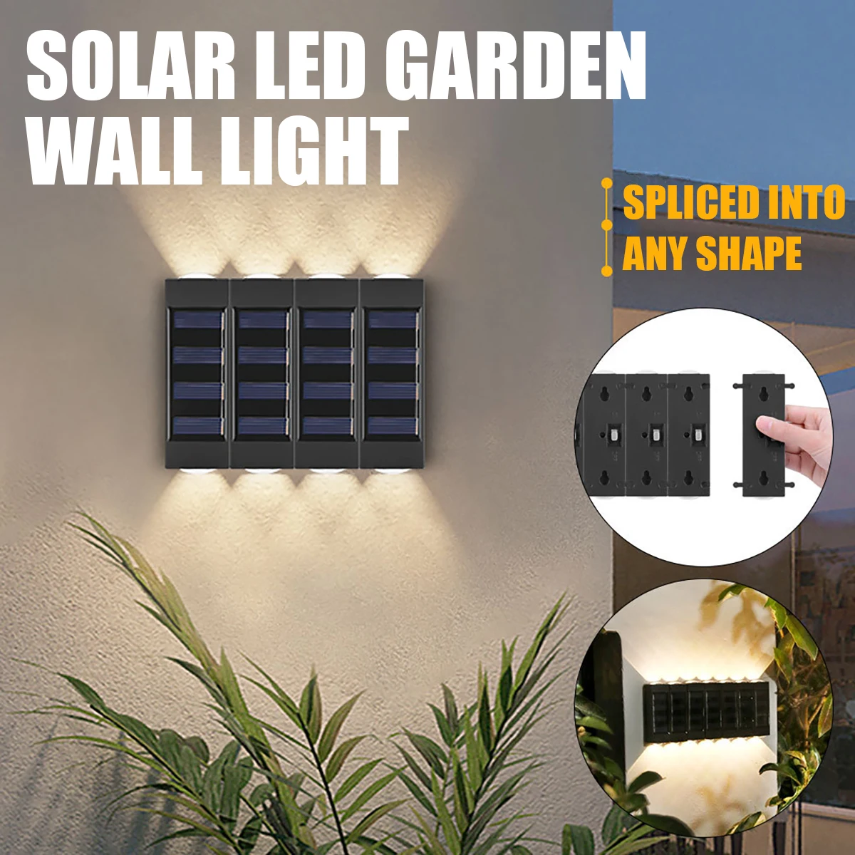 Freely Combined Spliced Solar LED Wall Lamp Outdoor Waterproof Up And Down Luminous Lighting For Garden Yard Park new solar wall lights outdoor waterproof led solar lamp up and down luminous lighting for garden yard street decor wall lamps