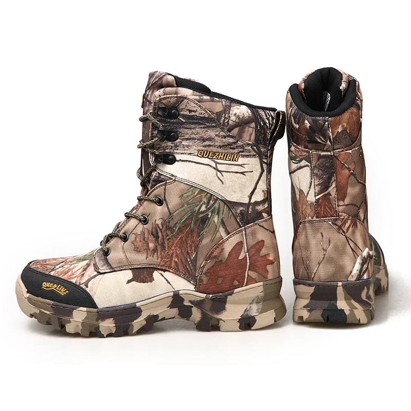 Men Camo Boots Leather Waterproof Camouflage Printed Special Forces Desert hunting Shoes Combat Tactical Ankle Boot