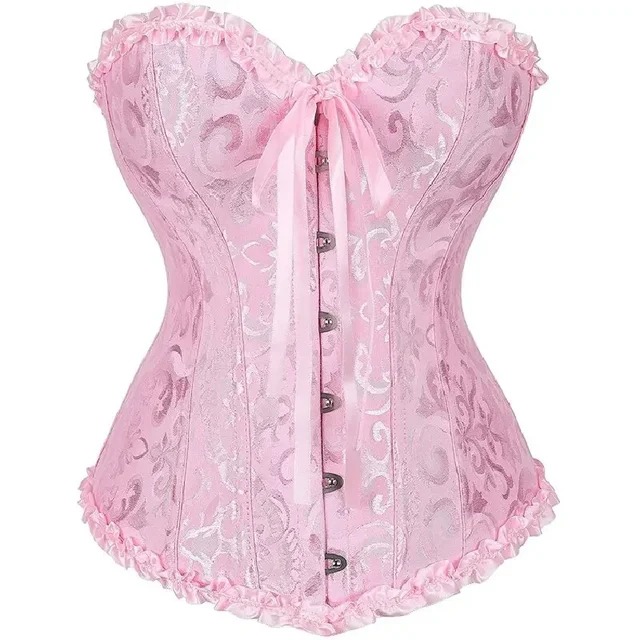 Femmes haut Corset Jacquard surbuste Bustier victorien Sexy à lacets Lingerie florale Korset Vintage gothique Basques Costume 1