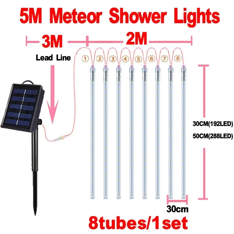 Led Meteor Shower Christmas Rain Lights Outdoor Solar Meteor Shower Led Light