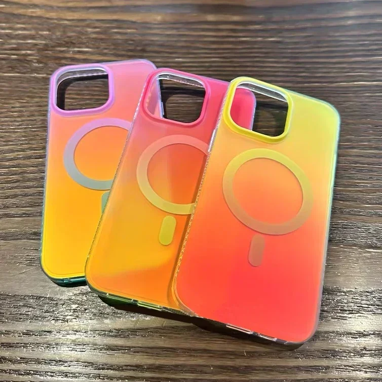 Luxury Laser Gradient Magnetic Charging Shockproof Case with Soft Edged Cover