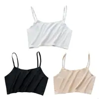 Y1AC Women Girls Summer Ice Silk Crop Top Seamless Bralette Solid Color Wire Basic Stretch Camisole Vest