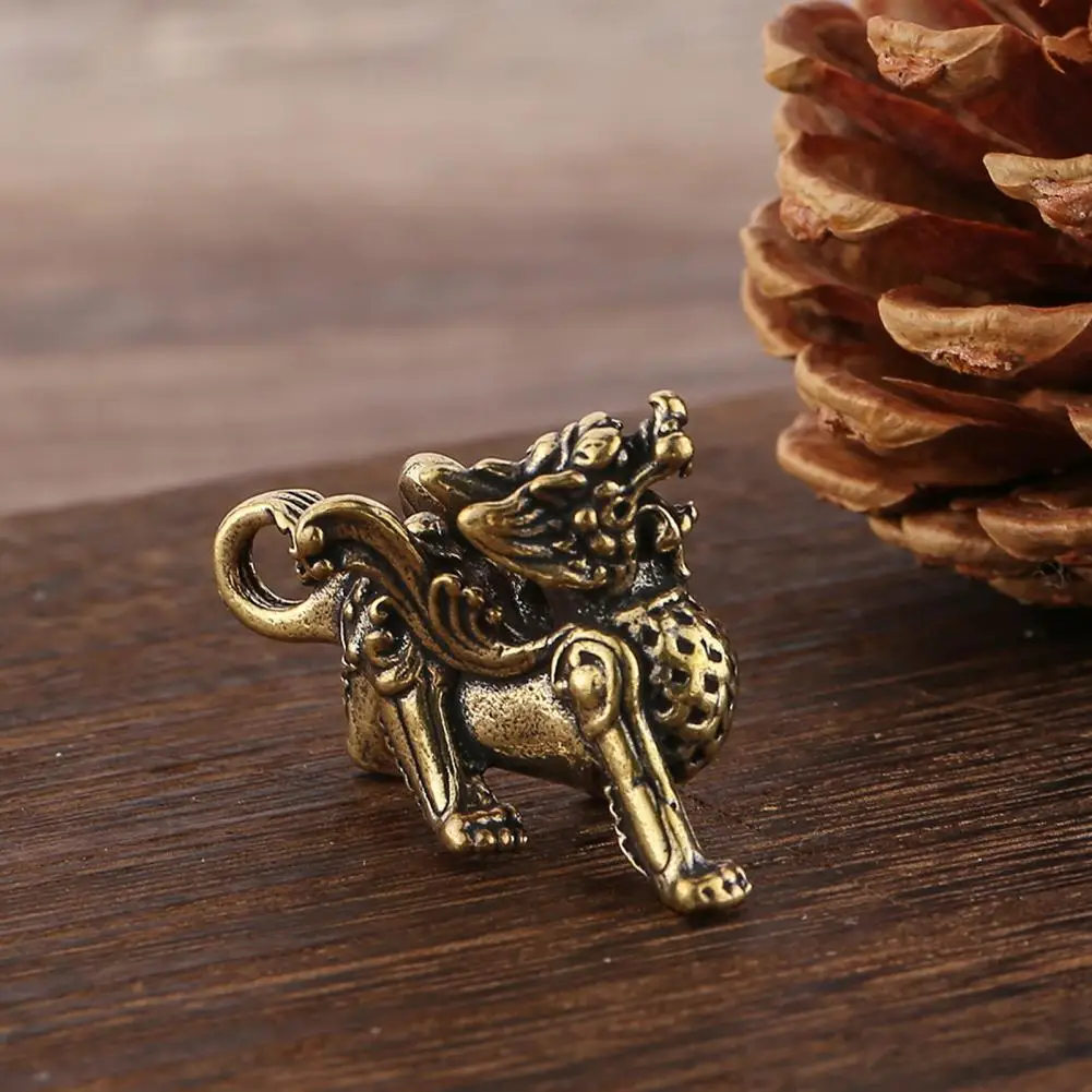 

Beast Ornament Chinese Style Brass Kylin-beast Statue Vintage Wealth Prosperity Figurine for Fengshui Luck Auspicious for Car