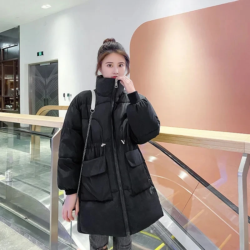 

Зимние женские куртки, новинка 2023, парки, длинное пуховое пальто из хлопка, Женская свободная повседневная куртка-пуховик, Толстая теплая верхняя одежда