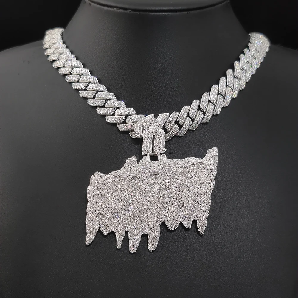 Personalized Customization VVS Moissanite Double-Layer Letter Diamond Pendant  Hip Hop 925 Sterling Silver Name Necklace Pendant