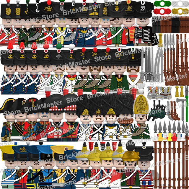 Medieval Military Napoleonic War Soldier Figures Weapons Building Blocks Castle Knight Army Infantry Guns Swords Bricks Toy Gift 1