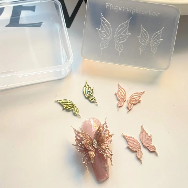 TSZS 1pc 손톱에 귀여운 치마 레이스 실리콘 하트 활 리본 3D 네일 몰드 네일 아트 장식 실리콘 Butterlly 네일 제품