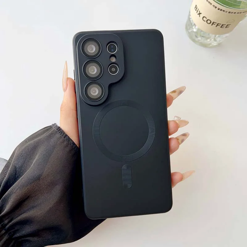 Metallic Magnetic Soft Case with Wireless Charging and Lens Protection