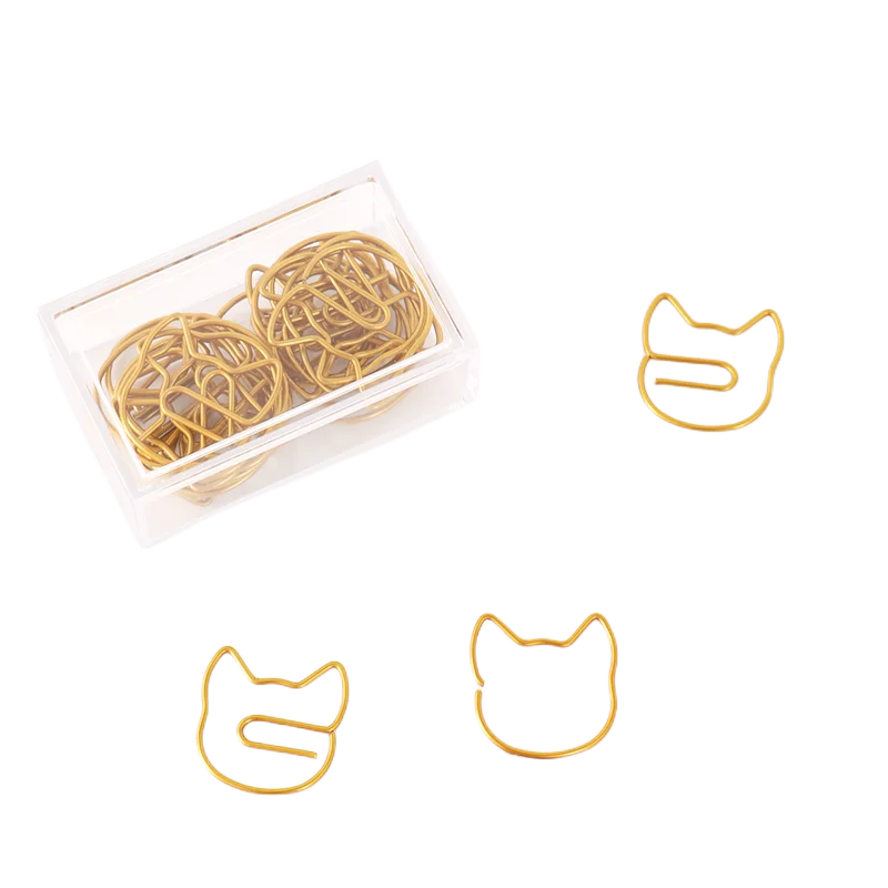 Gold Paper Clip Simple Cat Modeling Metal Bookmark Cute Cartoon Decorative Paper Clip Paper Clips Paperclips Office Supplies