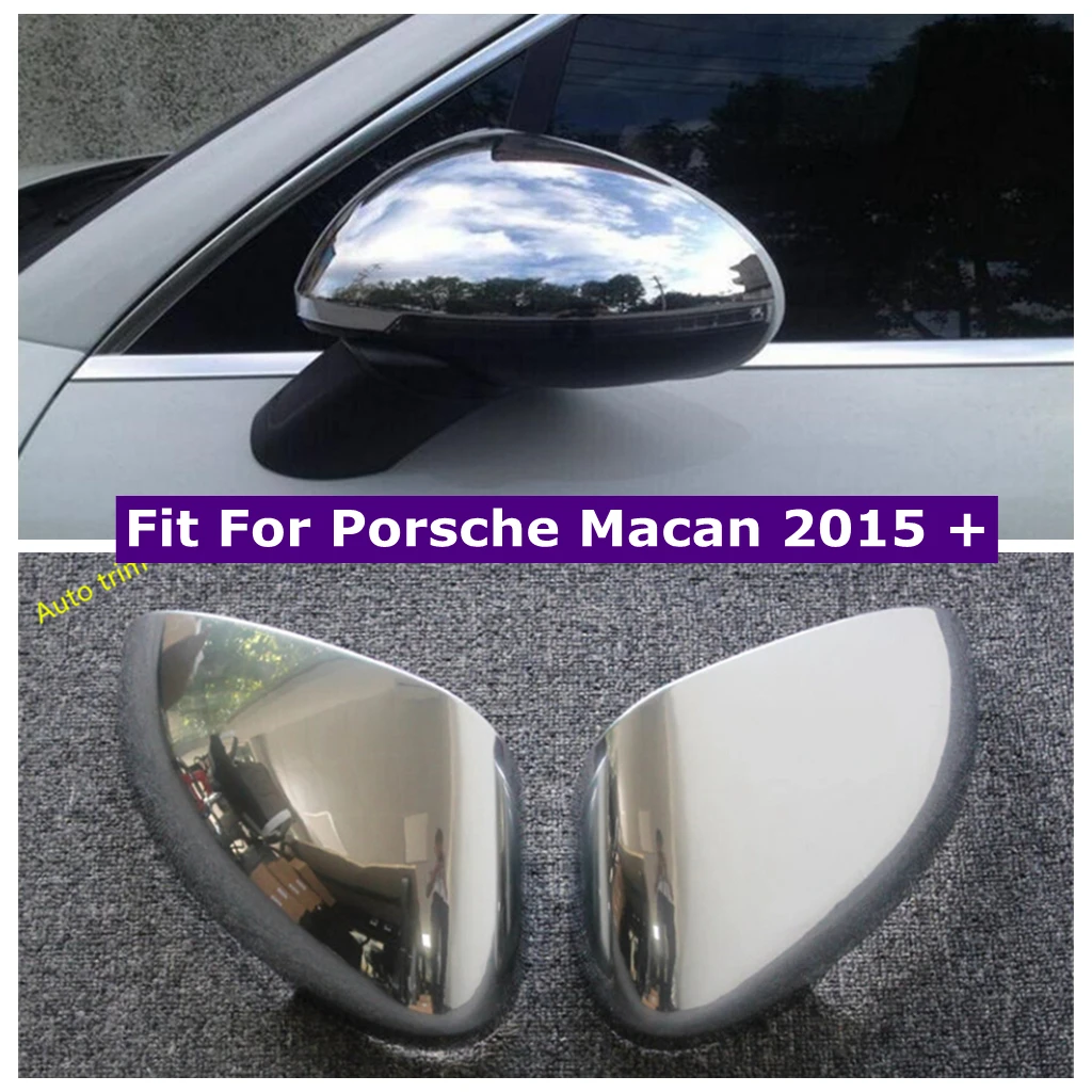 

Car Accessories Door Rearview Mirror Decoration Protector Shell Cover Housing Cap Trim Fit For Porsche Macan 2015 - 2023 Chrome