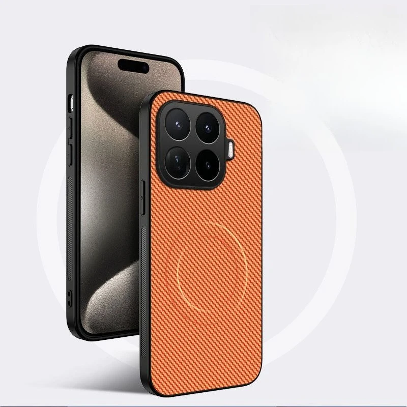 Luxury Magnetic Matte Carbon Fiber PU Leather Shockproof Case with Skin-Friendly Design