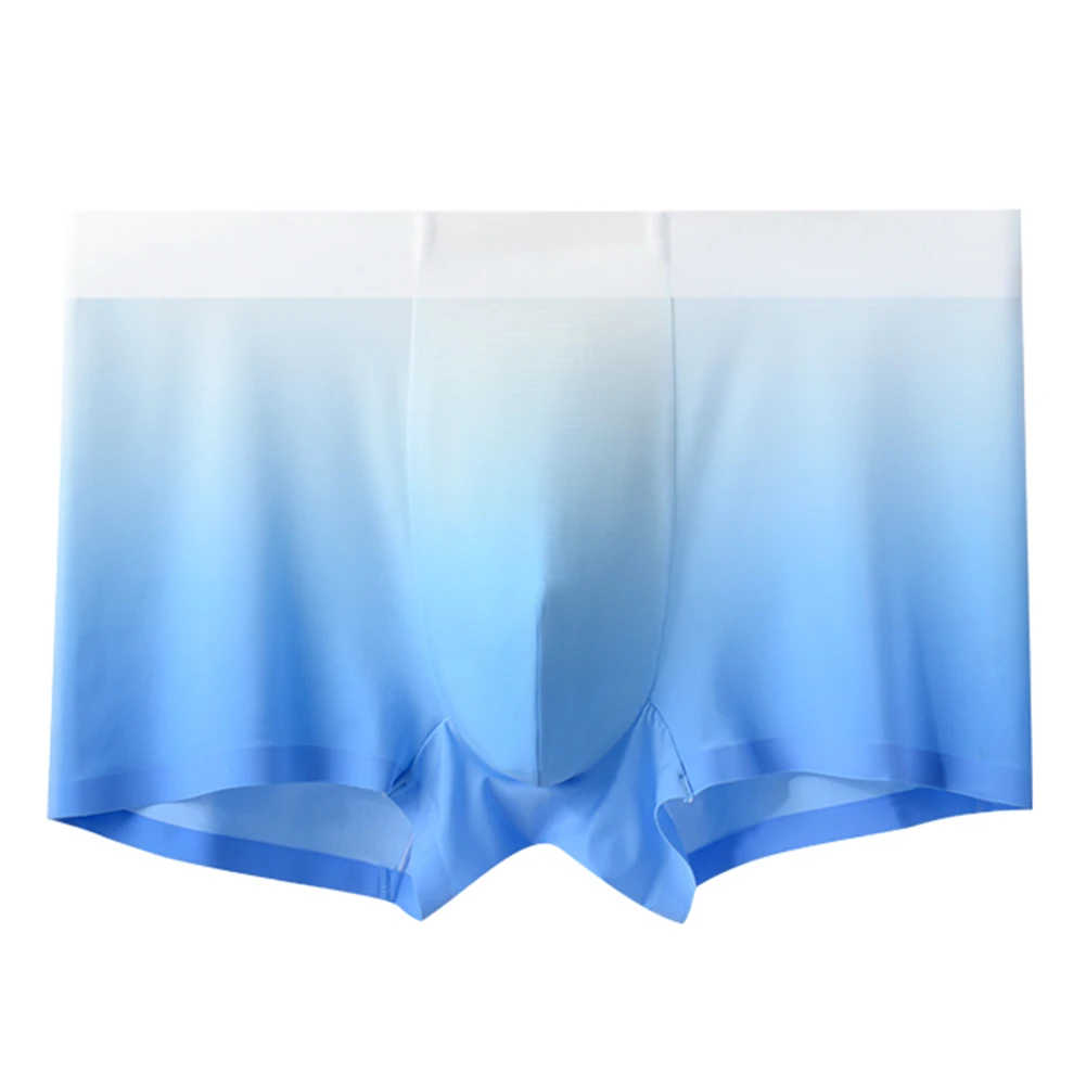 

Sexy Men Ice Silk Boxers Gradient Seamless Underwear Bugle Pouch Shorts Panties Thin Breath Briefs Summer Quickly Dry Lingerie