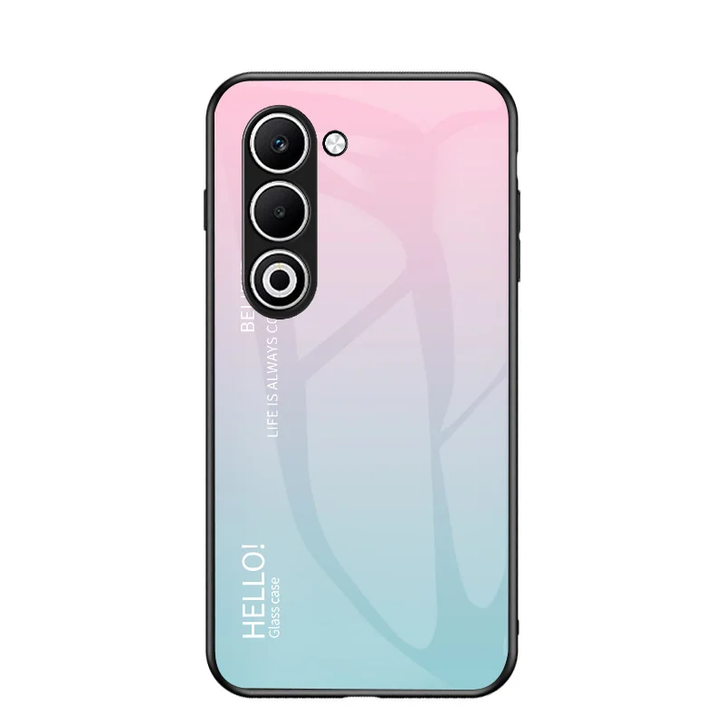 Shockproof Gradient Tempered Glass Phone Case with Silicone Bumper