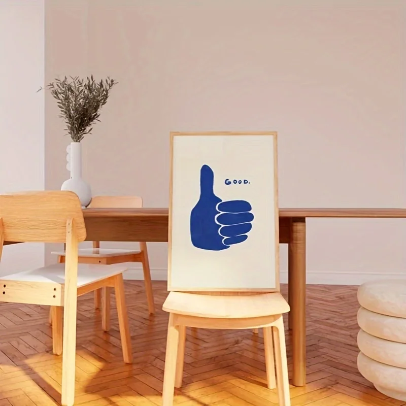 Retro Thumbs Up Blue Canvas Print - Modern Minimalist Wall Art