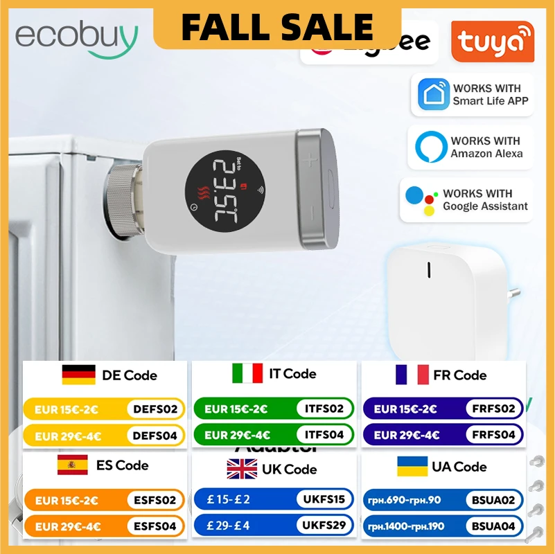 Tuya ZigBee Smart Home Thermostat วาล์วหม้อน้ํา Actuator สมาร์ท TRV Thermostatic วาล์วอุณหภูมิ Controller Alexa Google Home 1