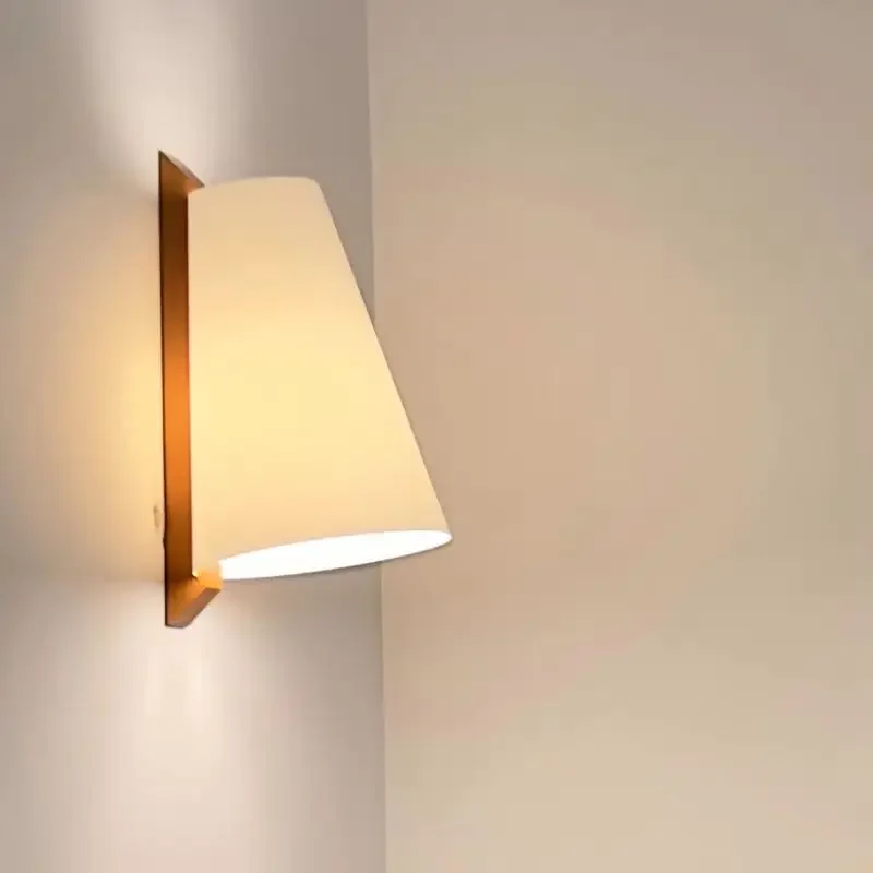 

Nordic modern wood art rice paper wall lamp bedroom bedside living room atmosphere lamp retro art nightlight lamps