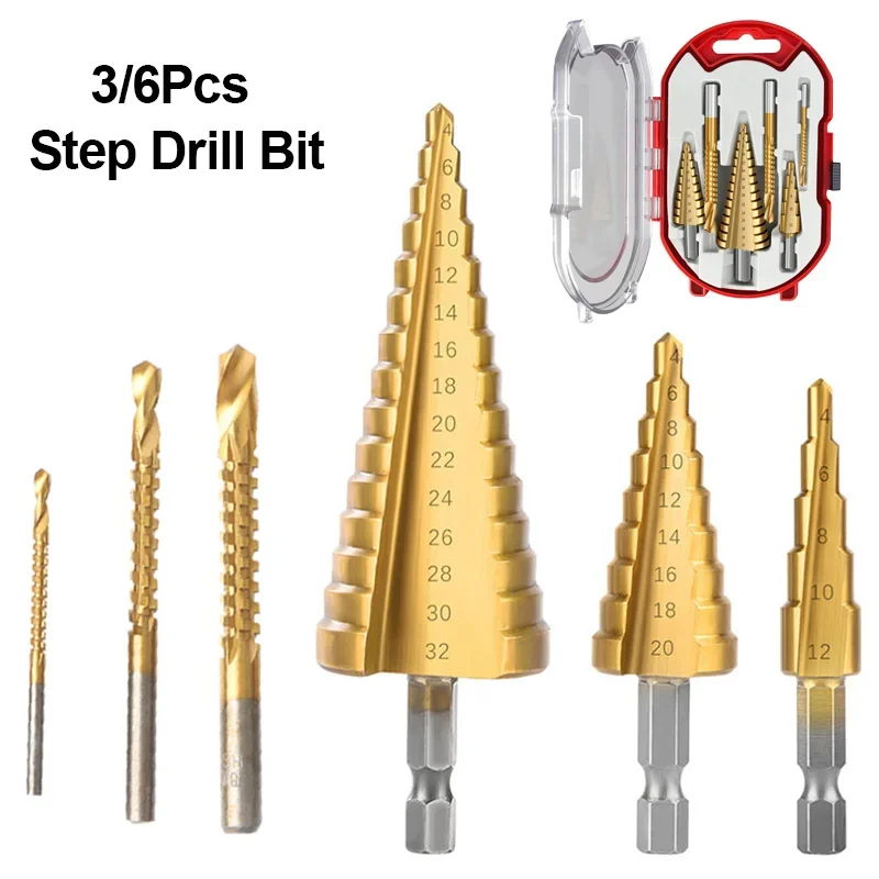 Cutter 4-20 Milling Set Titanium Bit Metal 3/6Pcs 3 Woodworking For Hole Opener Drill Core 4-12 Step Saw 4-32mm 6 Drill Bit 8mm