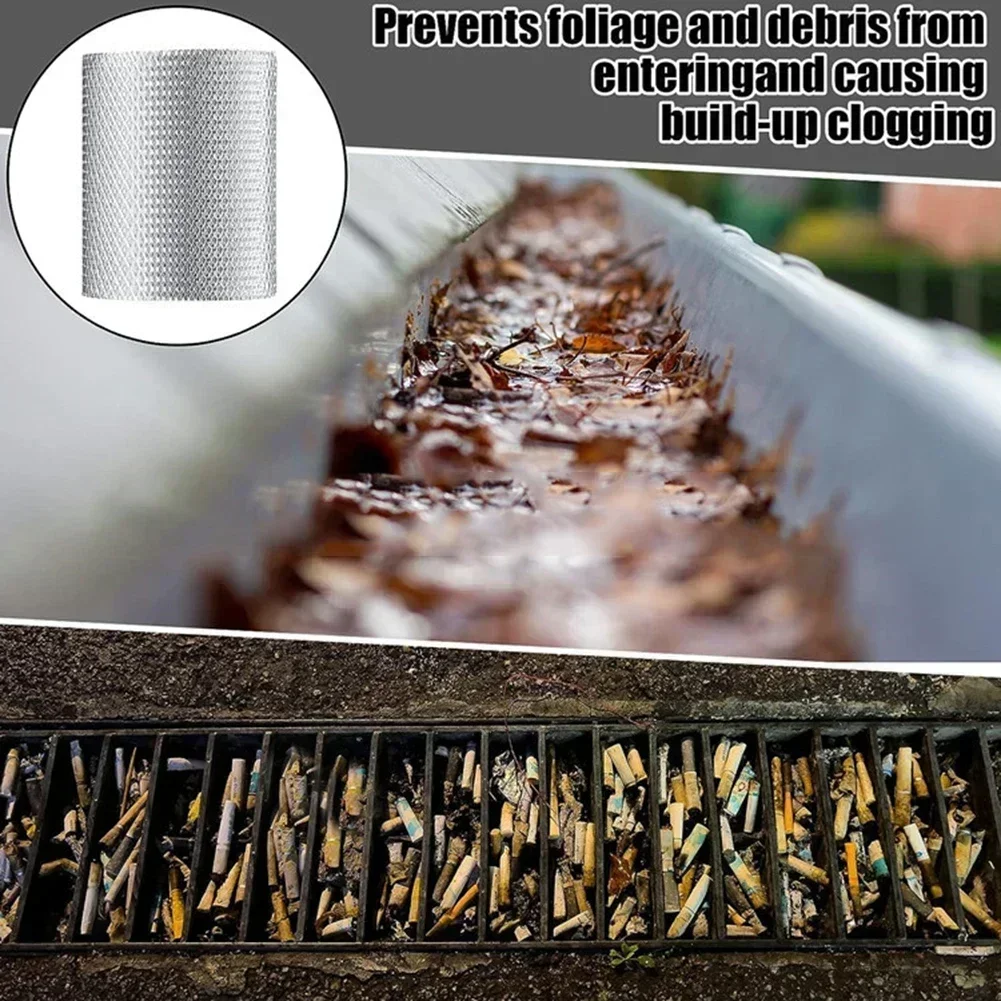 6.1m Mesh Aluminum Gutter Guard Covers Anti-Falling Net Screen Protection For DIY Cutting Leaf Rain Garden Eaves Net Shield