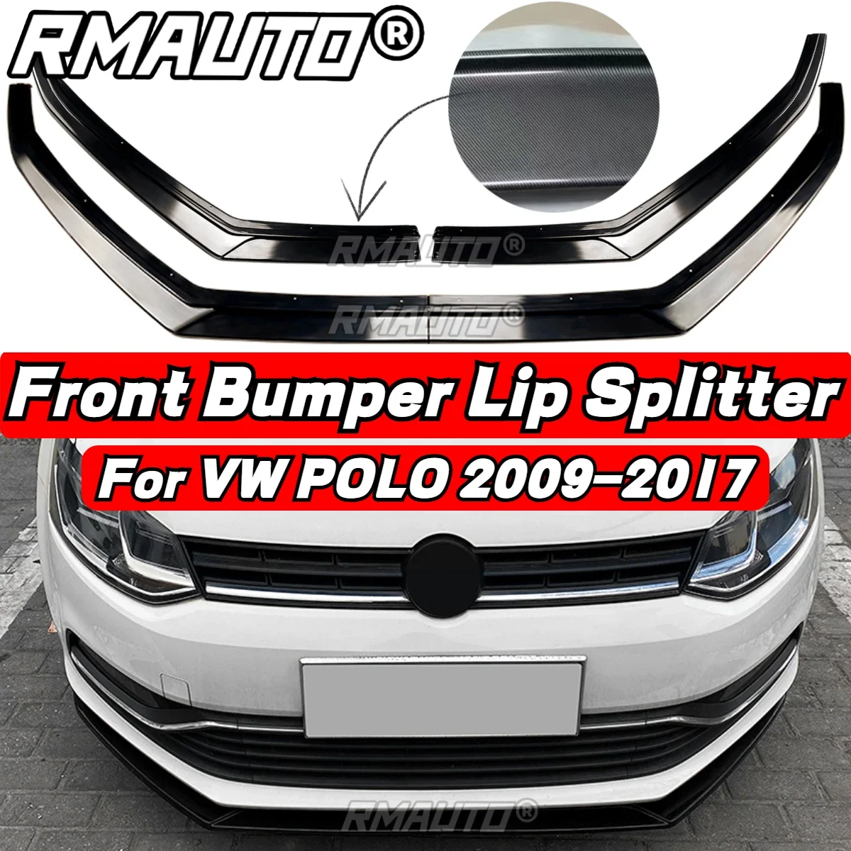 

Передняя губа для VW POLO, сплиттер для бампера из углеродного волокна, диффузор, спойлер, бампер, защита для Volkswagen VW POLO 2009-2017, комплект для корпуса