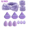 12Pcs Makeup Sponge Blender Beauty Egg Foundation Sponges Cosmetic Powder Puff Spa Headband Wristband Make Up Tools Accessories 1