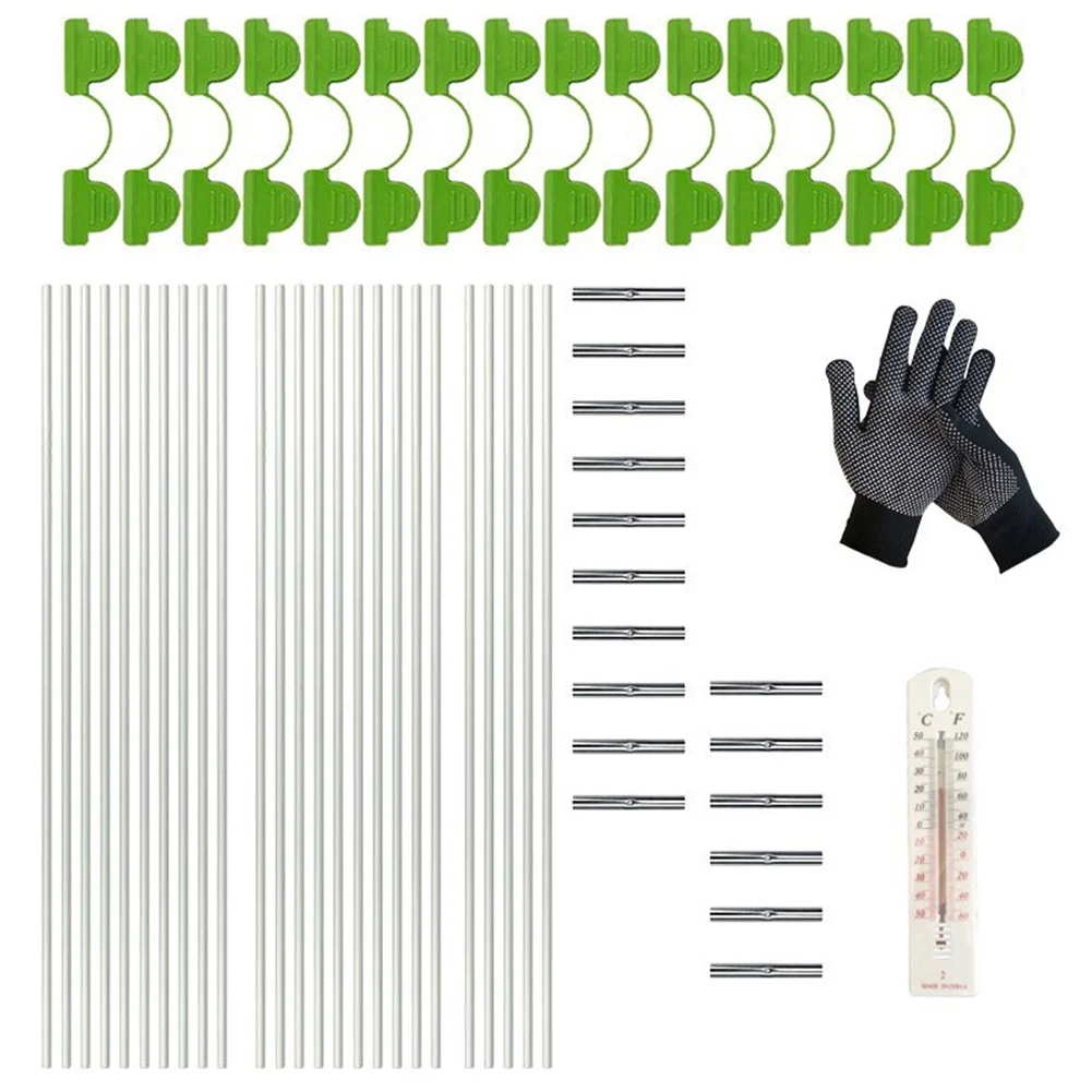 

Greenhouse Plant Hoop Frame Durable and Reusable Ideal for Frost Protection and Plant Cover Includes Thermometer and Gloves