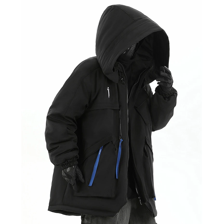 Mulit Pocket Winter Jackets Techwear Tactical Coats Men Fashion Streetwear Oversized Parkas Warm Hooded Jacket Windbreaker 2023 2
