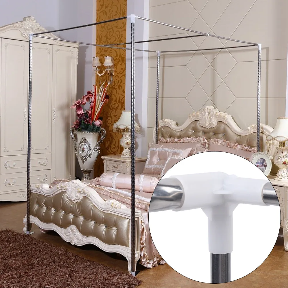 Stainless Steel 4 Corner Mosquito Netting Curtain Bracket Bed Canopy Frame Post 1.5x2x2m/2x2x2m 3