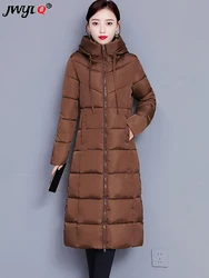 Oversize 5xl Snow Windproof Wear Slim Hooded Long Parkas Winter Elegant Overcoat Solid Korean Cotton Jackets Warm Padded Coats