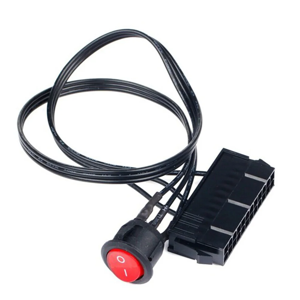 PC 전원 공급 장치 테스터 시동 점퍼, ON/OFF 스위치, 구리 주석 와이어, 24 핀 암 ATX PSU 케이블, 50cm, 2 개