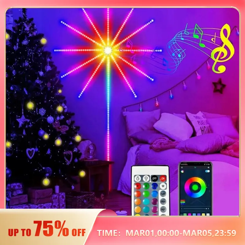 USBWaterproofLEDFireworksLightRGBSmartBluetoothLightBarAPP