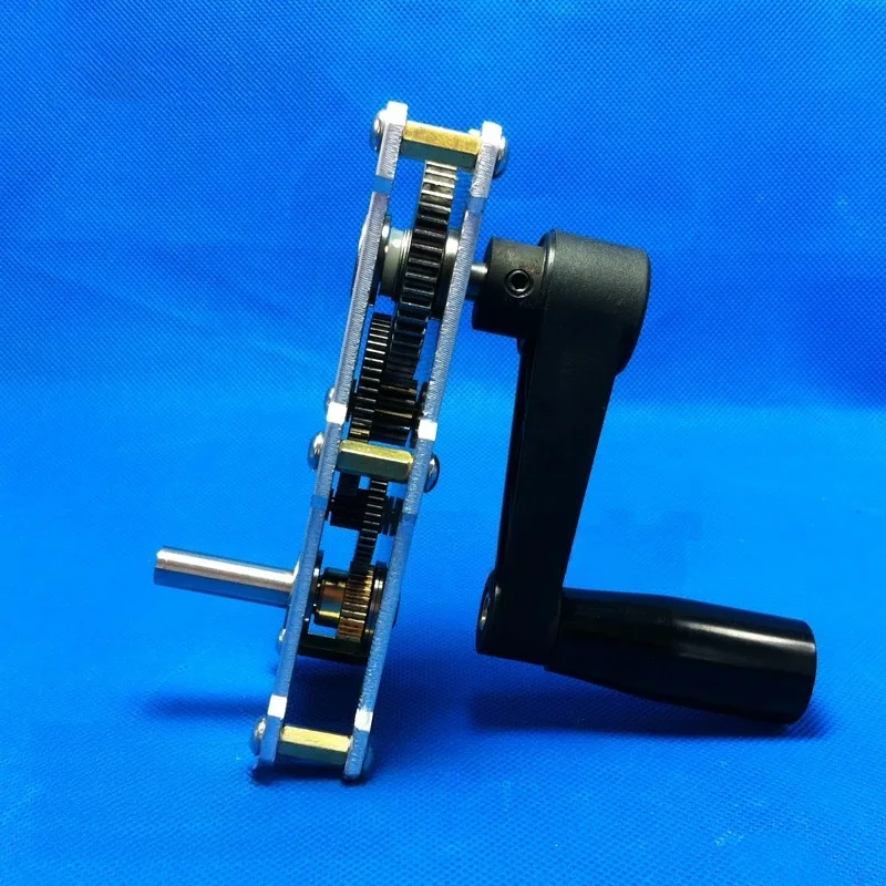 Metal Gearbox with Hand Crank Metal Gear Reducer Speed-up Box Accelerator, High Torque Accelerator, Speed Reducer