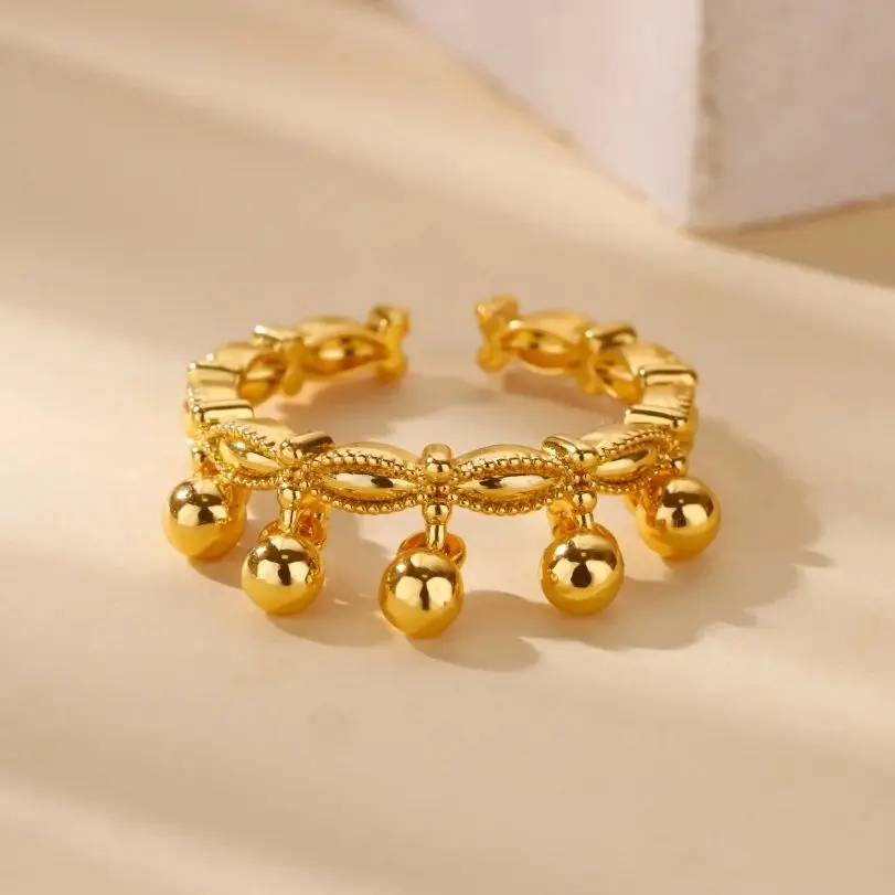 Round Bead Rings For Women Stainless Steel Jewelry