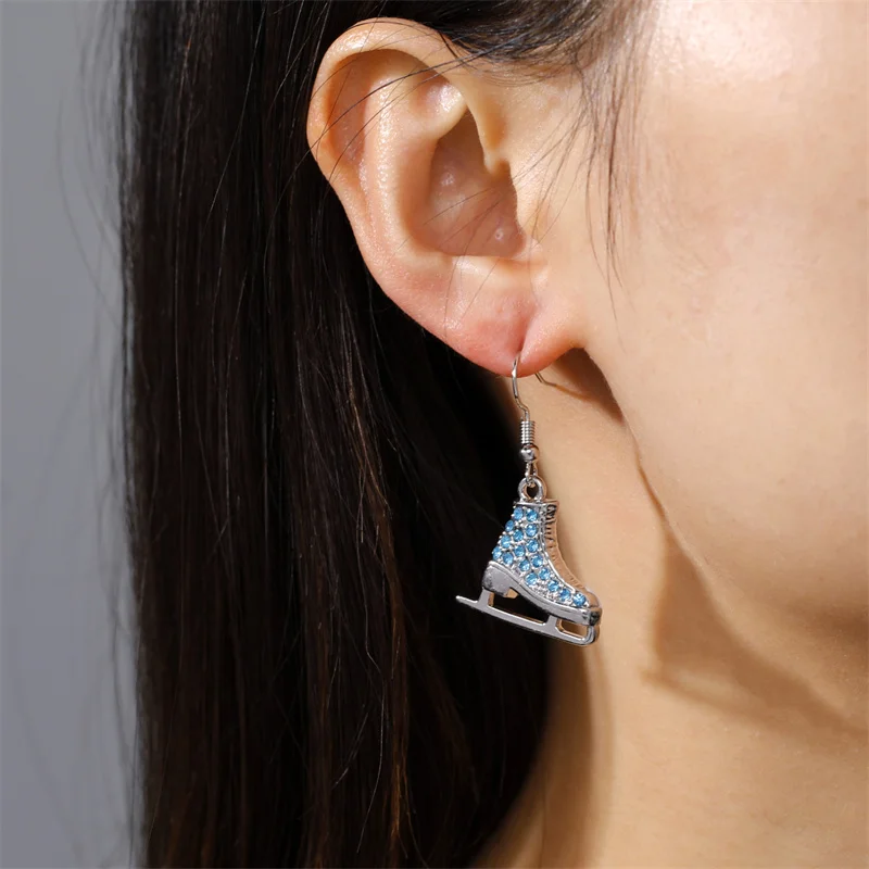 Tropfenohrringe Ohrringe für Frauen Trendy Vintage Skating Schuhe Baumelnde Ohrringe Mädchen Zirkon Kristall Statement Ohrringe Schmuck – Detail 10