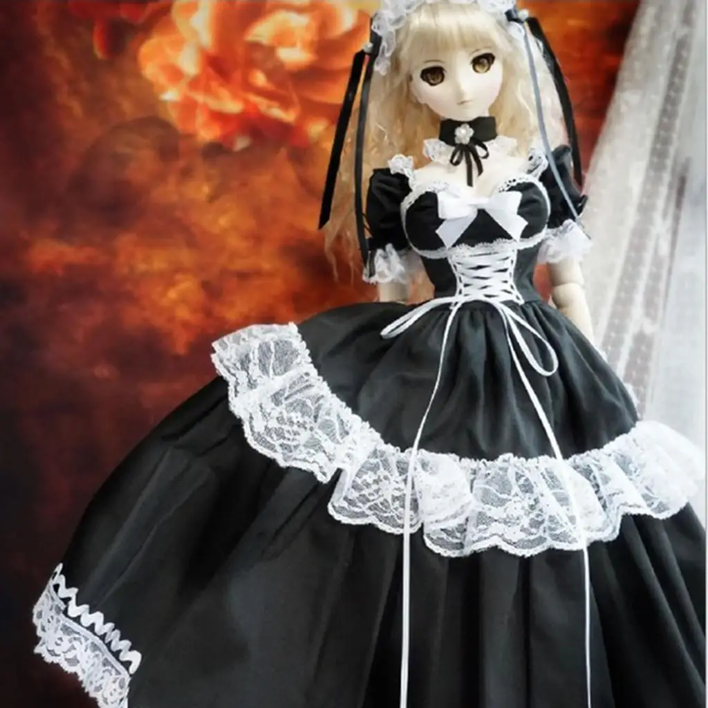 

Lovely 1/3 Doll Clothes Maid Uniform Dress Suit Doll Servant Outfit (B)