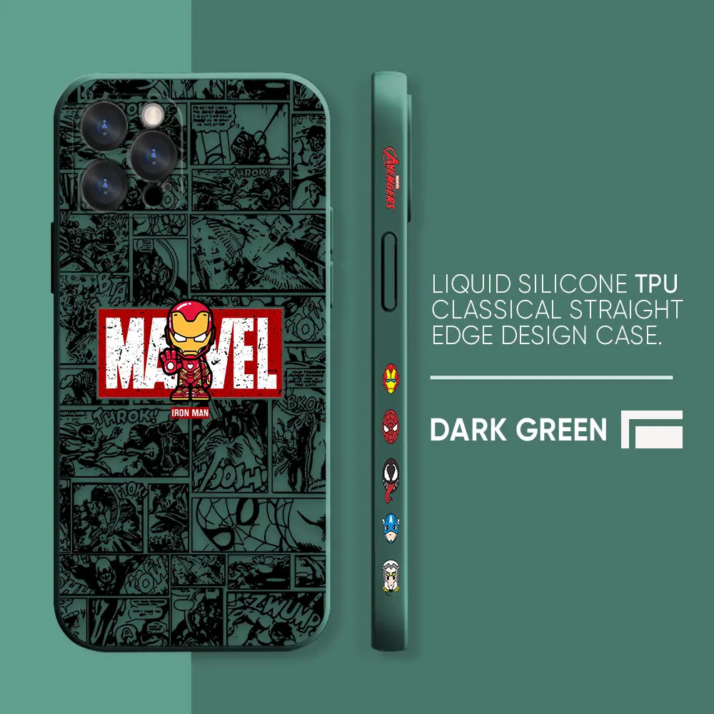 thumbnail image 1 of Case For iPhone 14 13 12 11 Pro XS Max Mini X XR 7 8 6 6S Plus Colour Simple Liquid Silicone Case Marvel Iron Spider-Man Comics, 1 of 5