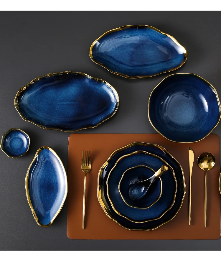 Irregular Ceramic Plate Bowl Nordic Dinnerware Kitchen Tableware