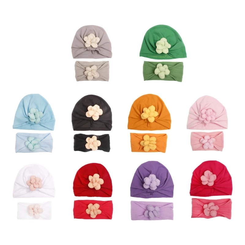 

Headband with Beanie Cap for Little Girls Flower Hair Bands Three-Dimensional Decorative Headwear Infant Headdress