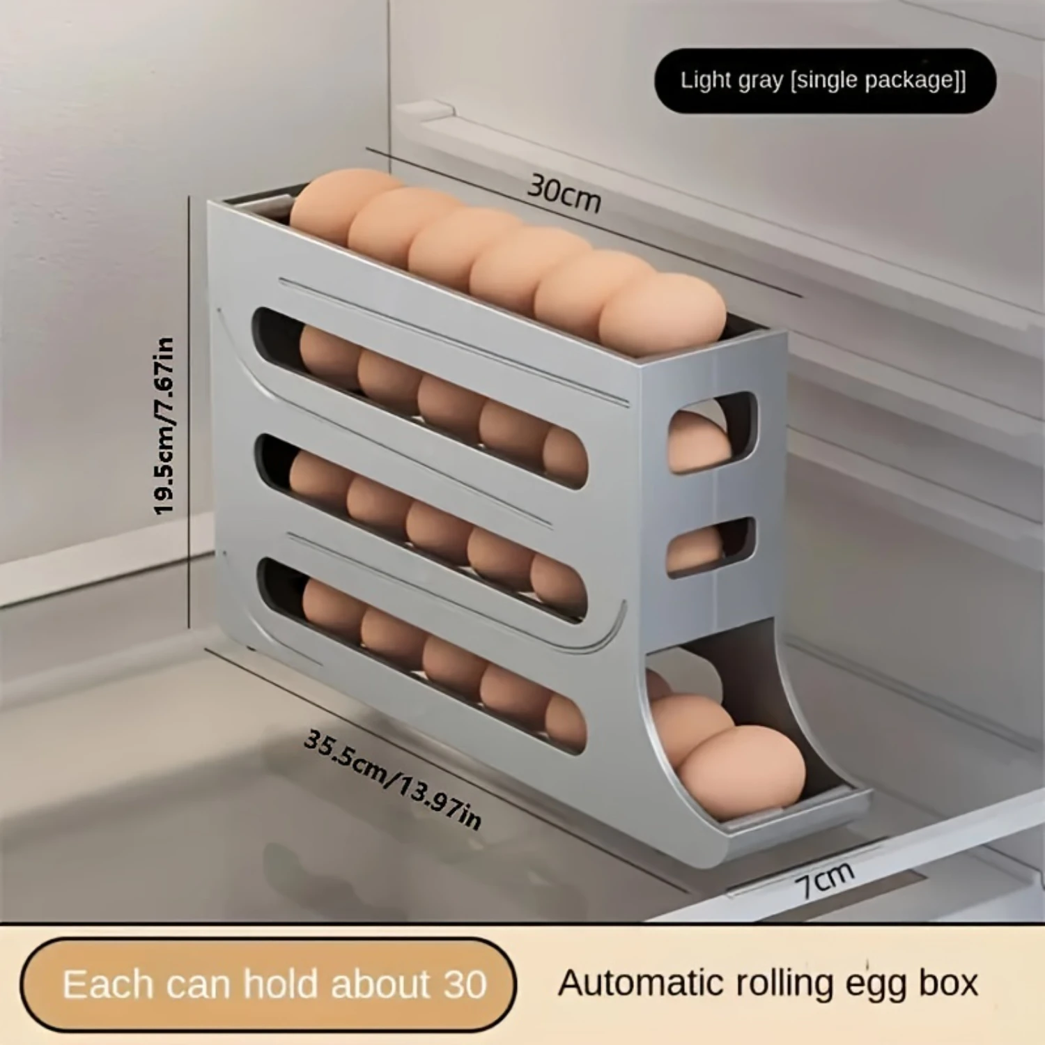 Egg box 1PC refrigerator side door egg rack four layer slide automatic egg rolling machine kitchen countertop anti drop egg rack cup holder,egg container