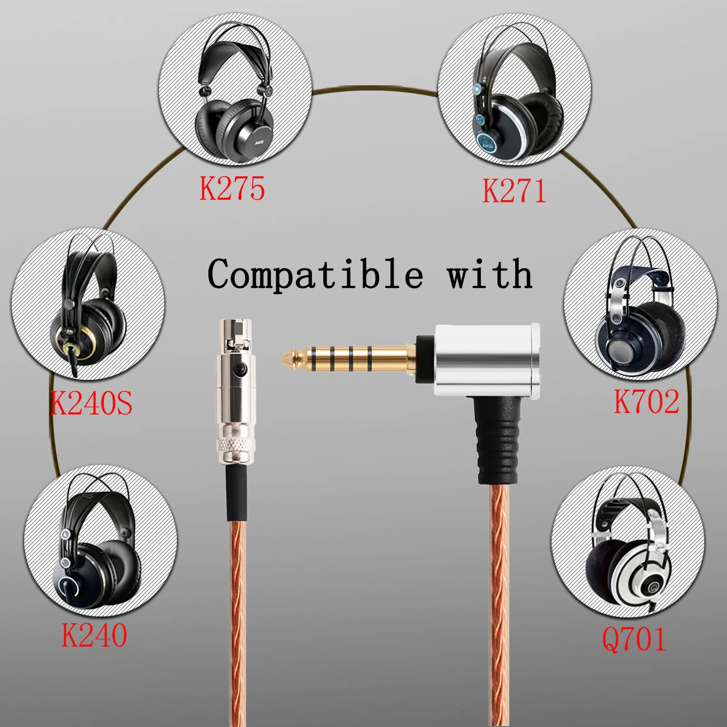 4.4mm 2.5mm Balanced Audio Headphone Cable AKG Q701, K702, K712, K712 PRO,K240, K240S, K240 MK II
