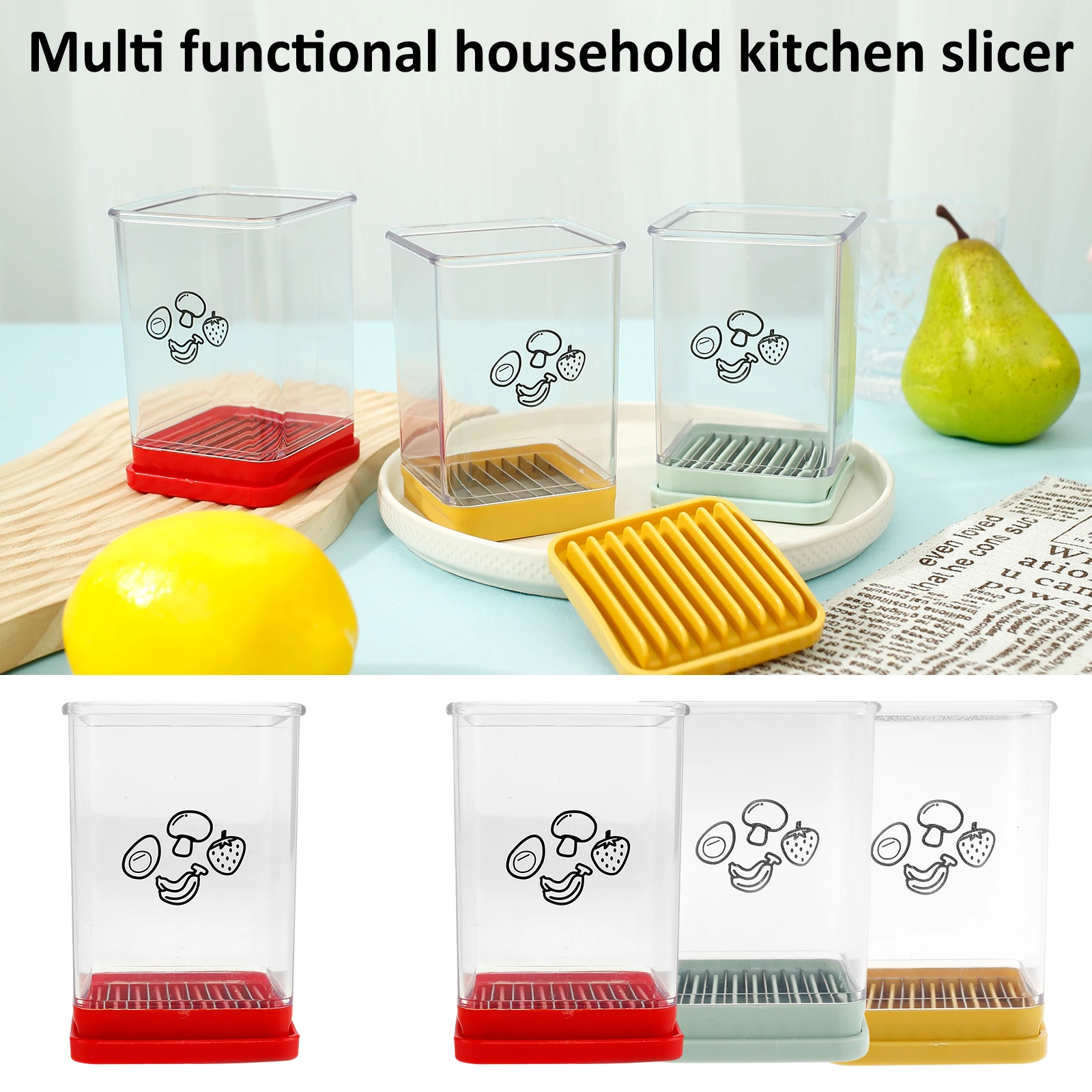 Fruit Slicer Food Slicer Speed Cup Slicer with Push Plate Portable Cup Slicer Efficient Multifunctional Cutter Compact Strawberry